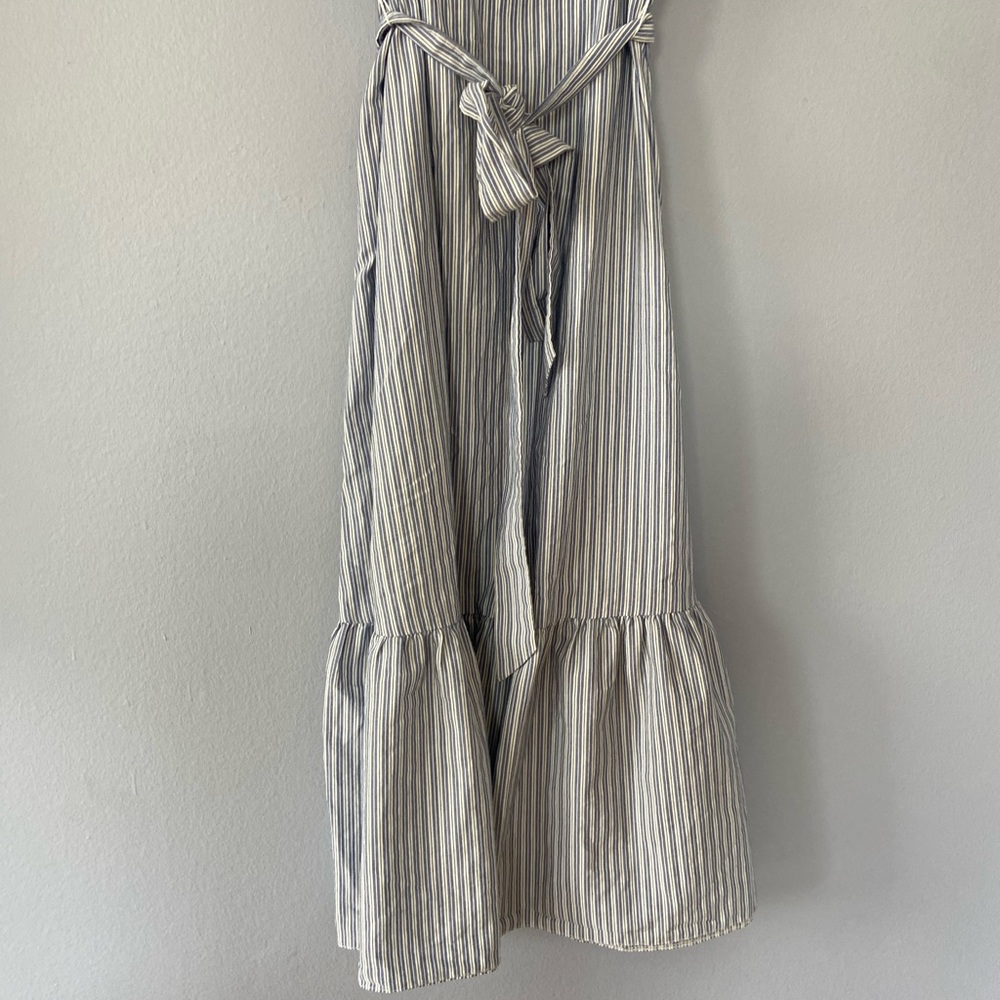 🛑SOLD ASOS Off the Shoulder Cotton MIDI Dress in Blue Stripe Size 6 - Picture 7 of 11